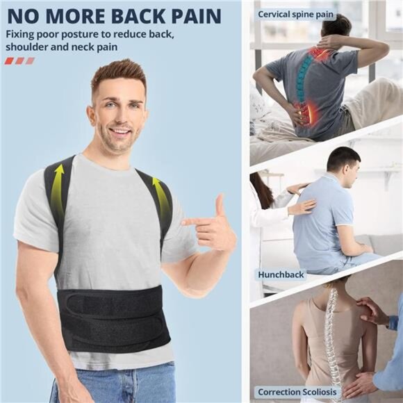 Back Brace Posture Corrector for Women and Men Back Lumbar Support Shoulder - Picture 6 of 7